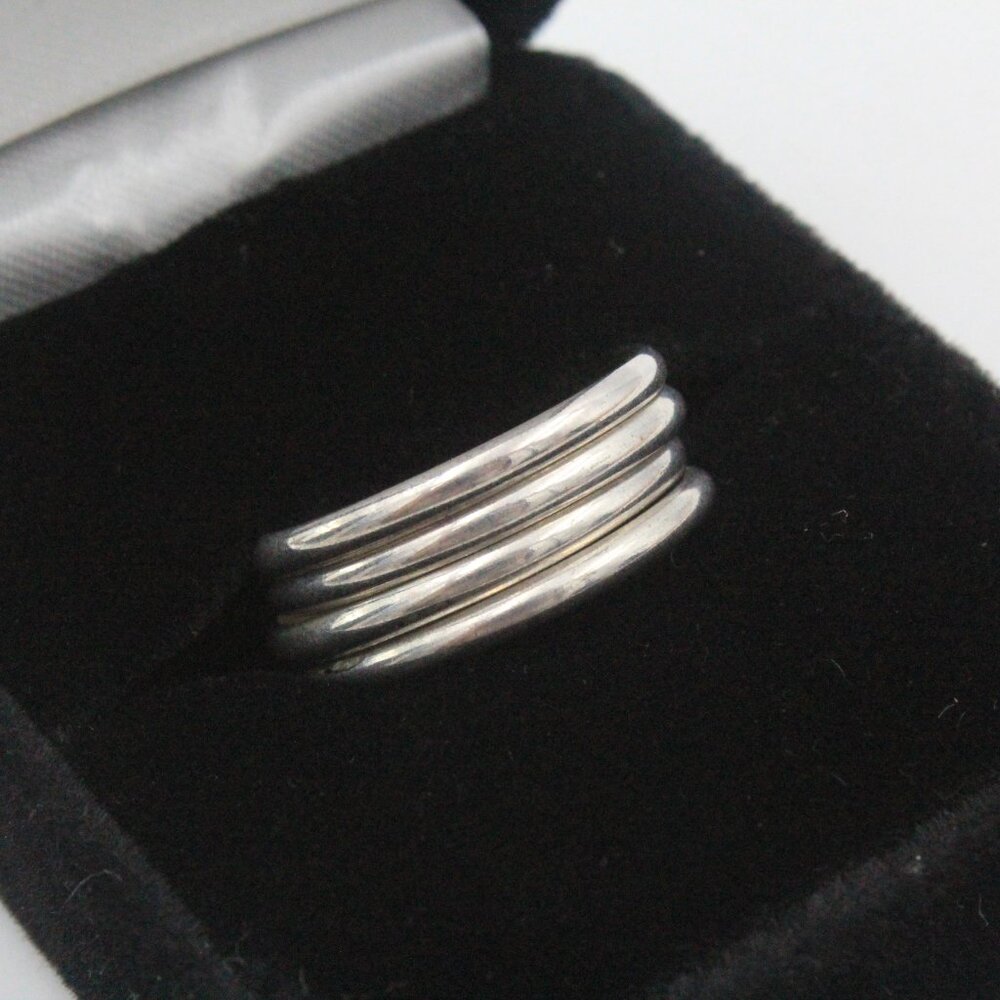 Vintage Sterling Silver Tested Stackable Four (4)… - image 4